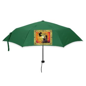 Mittelalter Burg Geisterstunde Halloween Horror - Regenschirm (klein) - Flaschengrün - Vorne