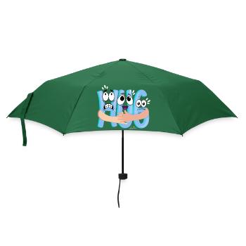 Blaues Cartoon-Kuscheln - Humorvoll - Regenschirm (klein) - Flaschengrün - Vorne