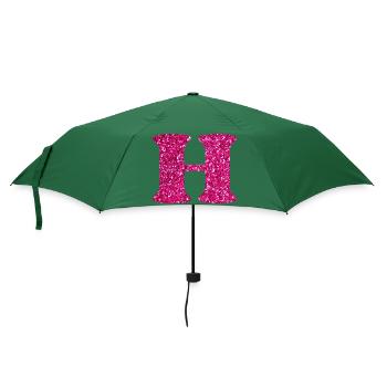 Buchstabe h rosa glitzernd - Regenschirm (klein) - Flaschengrün - Vorne
