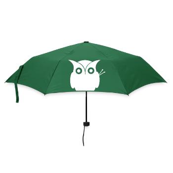 Eule mit Drumsticks - Regenschirm (klein) - Flaschengrün - Vorne