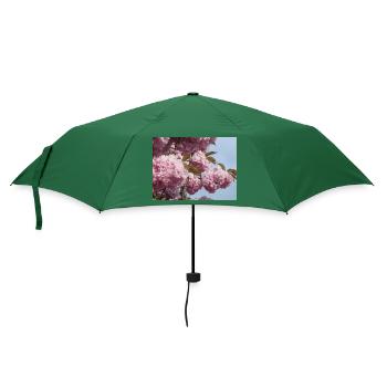 Rosa Zweige vom Zierkirschenbaum - Regenschirm (klein) - Flaschengrün - Vorne