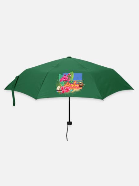 Aruba Retro Karibik Insel mit Flamingo Vintage - Regenschirm (klein) - Flaschengrün