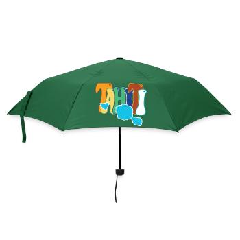 Schöne Souvenir-Geschenkidee Karte der Insel Tahiti - Regenschirm (klein) - Flaschengrün - Vorne