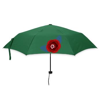 Rote Kamelienblüte - Regenschirm (klein) - Flaschengrün - Vorne