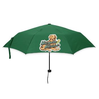 Hund hält Getränk - Regenschirm (klein) - Flaschengrün - Vorne