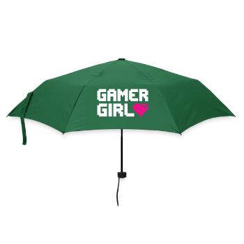 Gamer Girl Videospiele Gaming - Regenschirm (klein) - Flaschengrün - Vorne