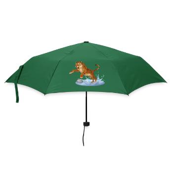 Tiger springt - Katzenfamilie - Tiere - Wildlife - Regenschirm (klein) - Flaschengrün - Vorne