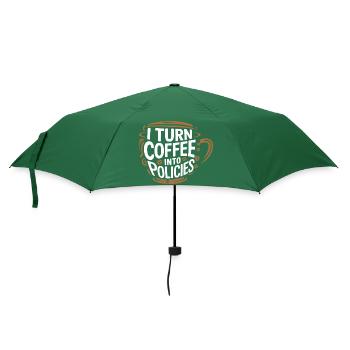 Kaffee trifft Versicherung – mit Humor - Regenschirm (klein) - Flaschengrün - Vorne