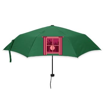 Palmen Fenster Sonne Vorhang - Regenschirm (klein) - Flaschengrün - Vorne