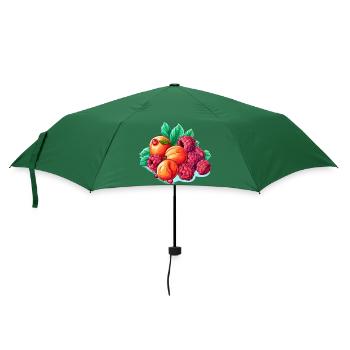 Aprikosen und Himbeeren - Regenschirm (klein) - Flaschengrün - Vorne