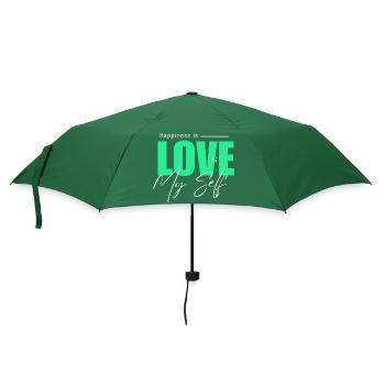 Happiness is - LOVE - MY SELF - Regenschirm (klein) - Flaschengrün - Vorne