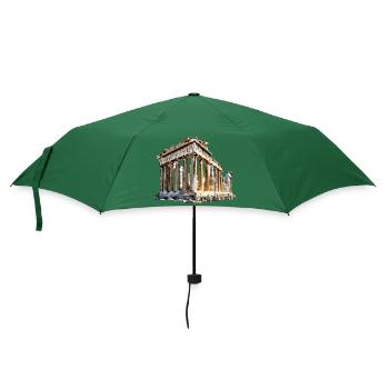 Wahrzeichen aus Griechenland - Regenschirm (klein) - Flaschengrün - Vorne