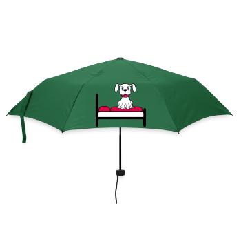 Hund Auf Bett Entspannt Schlafen Schlafzimmer Süß - Regenschirm (klein) - Flaschengrün - Vorne