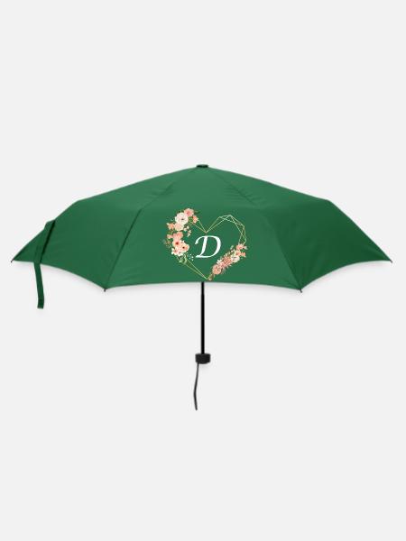 Blumen Goldenes Herz Brief - Regenschirm (klein) - Flaschengrün