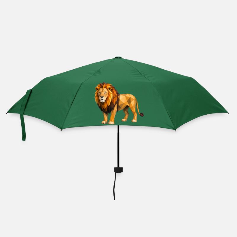 Low Poly Löwe Gelb Orange - Regenschirm (klein) - Flaschengrün
