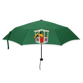 Münchner Kindl und Dackel im Riesenrad - Regenschirm (klein) - Flaschengrün - Vorne