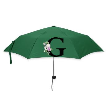 Lila Blumenbuchstabe g - Regenschirm (klein) - Flaschengrün - Vorne