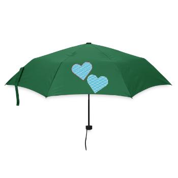 Bayrische Herzen als Patches. - Regenschirm (klein) - Flaschengrün - Vorne