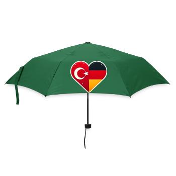 TürkischDeutsche Herzflagge Einheit - Regenschirm (klein) - Flaschengrün - Vorne