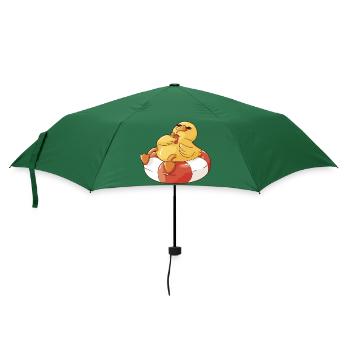 Quietscheentchen im Schwimmring mit Sonnenbrille - Regenschirm (klein) - Flaschengrün - Vorne