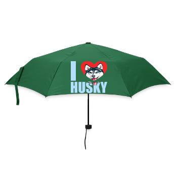 Husky Glitzer Hundehalter Hundehaare - Regenschirm (klein) - Flaschengrün - Vorne