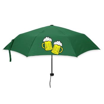 Bier Anstossen Saufen - Regenschirm (klein) - Flaschengrün - Vorne