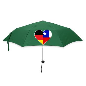Deutsch-Chilenisches Flaggenherz - Regenschirm (klein) - Flaschengrün - Vorne