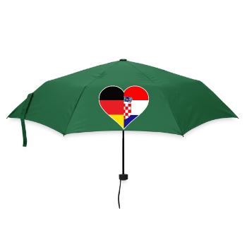 Deutsch-Kroatisches Flaggenherz - Regenschirm (klein) - Flaschengrün - Vorne