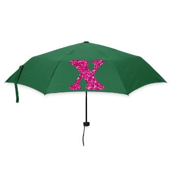 Glitzer Pink x Buchstabe x - Regenschirm (klein) - Flaschengrün - Vorne