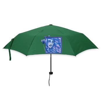Windgöttin Blau - Regenschirm (klein) - Flaschengrün - Vorne