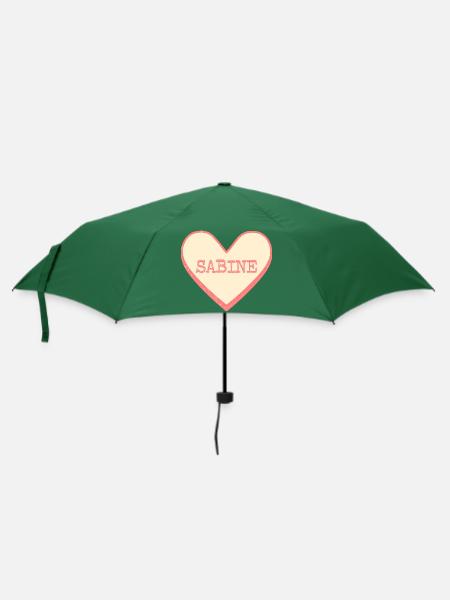 Sabine Name Vorname rosa Zucker Herz - Regenschirm (klein) - Flaschengrün