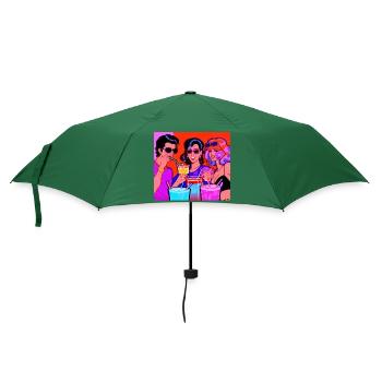 Beste Freunde 80er Jahre Retro Design - Regenschirm (klein) - Flaschengrün - Vorne