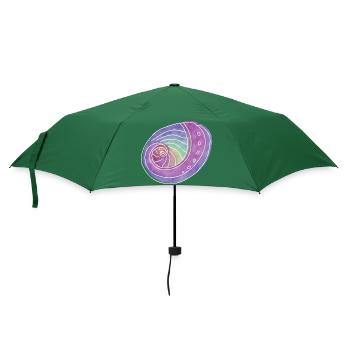 "Abalone", Boho Line Art Design, Serie "Shells" - Regenschirm (klein) - Flaschengrün - Vorne