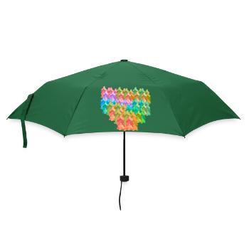 Bunt farbenfroh Wald Herbst Fantasy Tannen Natur - Regenschirm (klein) - Flaschengrün - Vorne