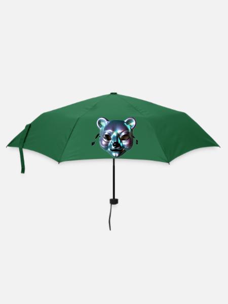Metallische Bärenmaske - Regenschirm (klein) - Flaschengrün