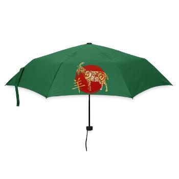 Ziege Chinesisches Tierkreiszeichen Horoskop - Regenschirm (klein) - Flaschengrün - Vorne