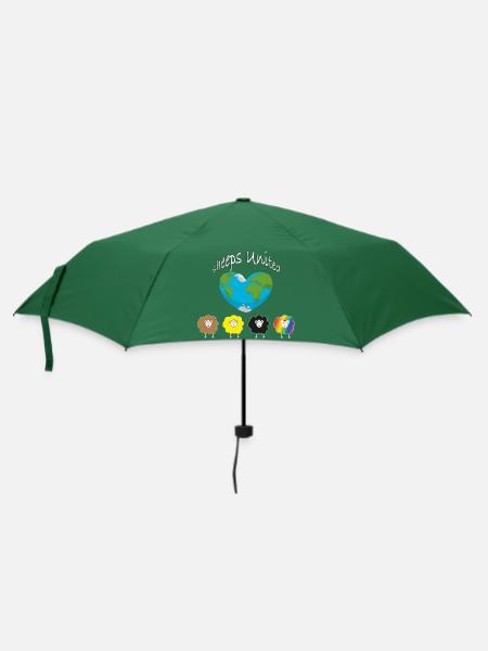 Schafe der Welt vereinigt euch! Die Welt ein Herz. - Regenschirm (klein) - Flaschengrün