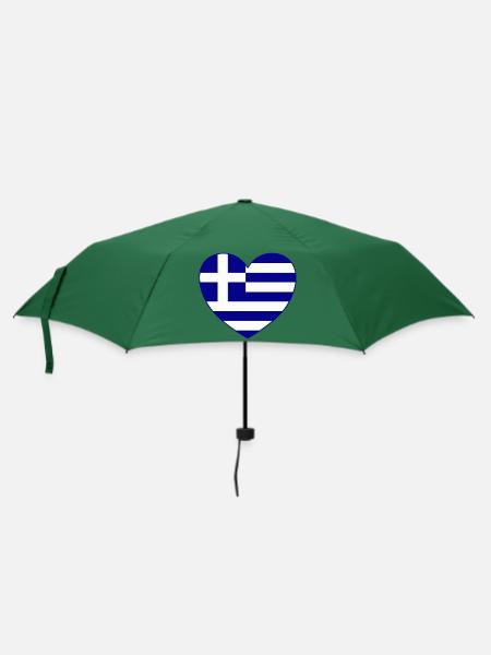 Griechenland Flagge Herz Hellas - Regenschirm (klein) - Flaschengrün