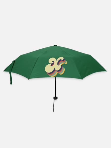 Retro x Buchstabe - Regenschirm (klein) - Flaschengrün