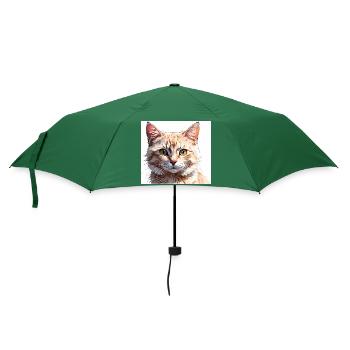 Katze Zeichnung - Regenschirm (klein) - Flaschengrün - Vorne