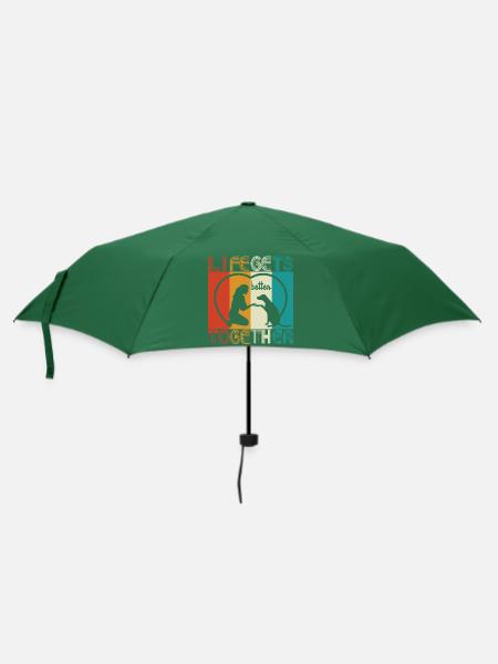 Hund - Life gets better together - Regenschirm (klein) - Flaschengrün