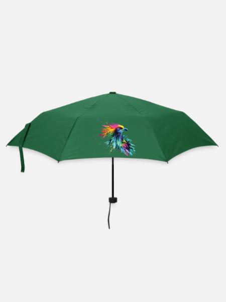 Vogel Farbige bunte Farb Spritzer - Regenschirm (klein) - Flaschengrün