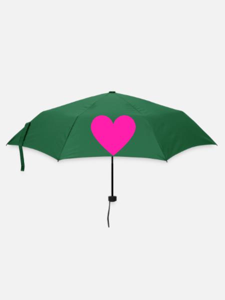 Herz Neon Pink Retro Style - Regenschirm (klein) - Flaschengrün