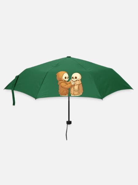 Cozy Skelett Paar – Sanfte Fürsorge im Alltag - Regenschirm (klein) - Flaschengrün