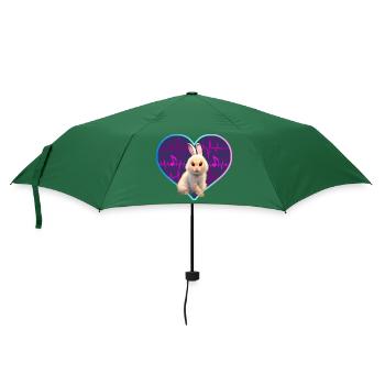 Kaninchen im musikalischen Herzen - Regenschirm (klein) - Flaschengrün - Vorne