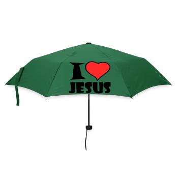 I Love Jesus - Regenschirm (klein) - Flaschengrün - Vorne