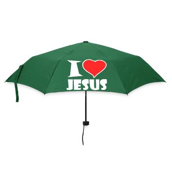 I Love Jesus - Regenschirm (klein) - Flaschengrün - Vorne