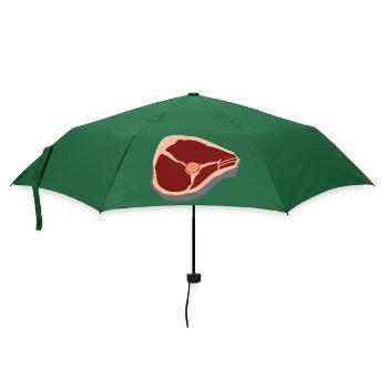 Steak Fleisch Rindfleisch Essen und Grillen T-Bone - Regenschirm (klein) - Flaschengrün - Vorne