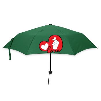 LOVE Finger Herz Tippfehler 3 - Regenschirm (klein) - Flaschengrün - Vorne