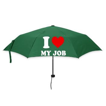 Ich liebe meinen Job, Herz, Lustig, Witzig - Regenschirm (klein) - Flaschengrün - Vorne